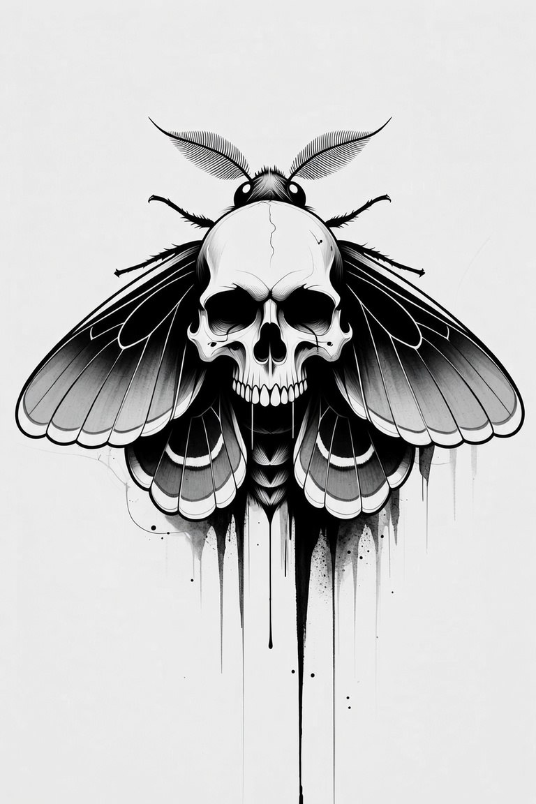 Deathhead Moth III — black and grey flash design
