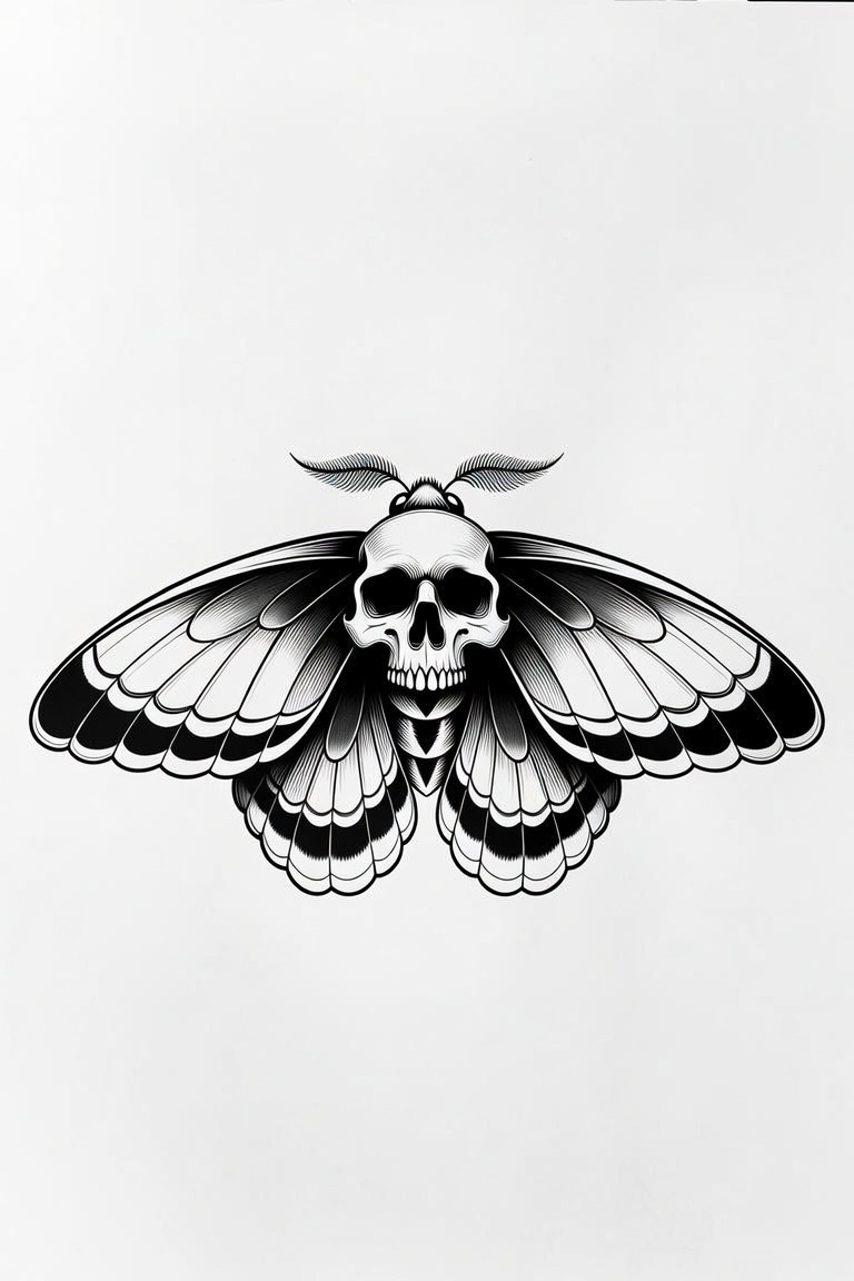 Deathhead Moth — black and grey flash design