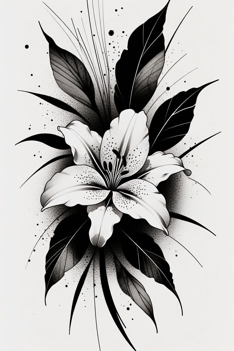 Lily Spray II — black and grey flash design