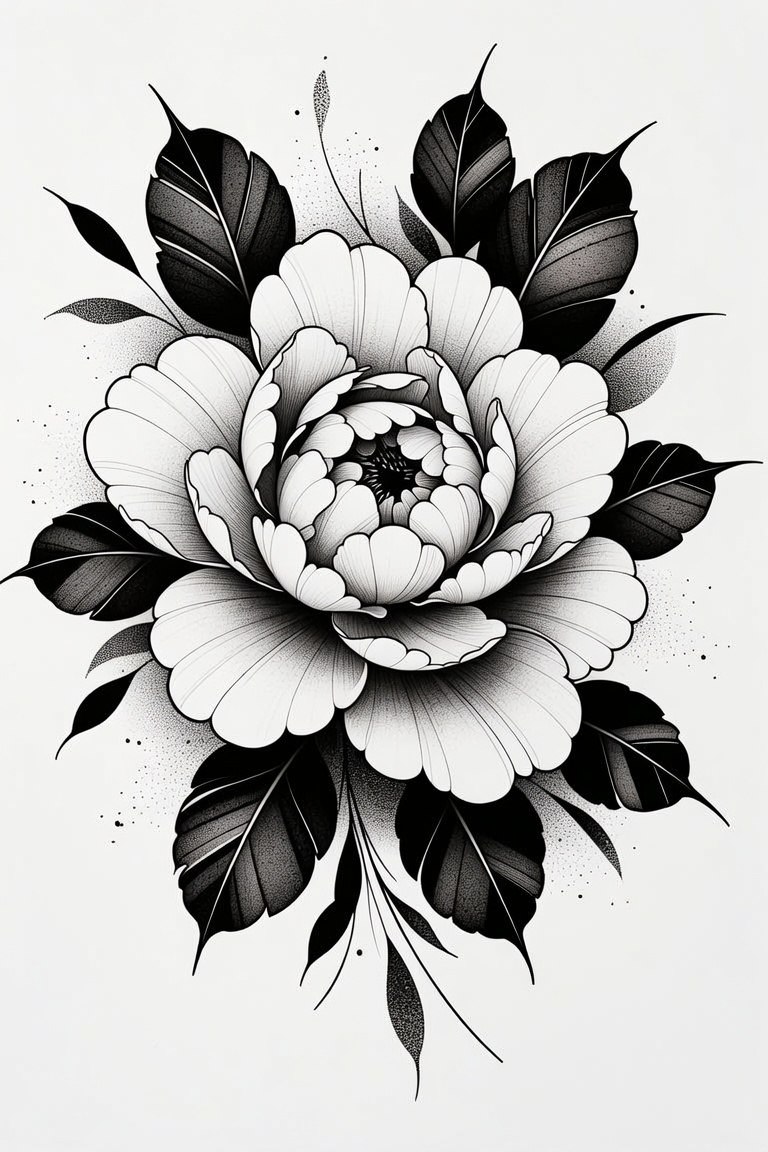 Peony Cluster II — black and grey flash design