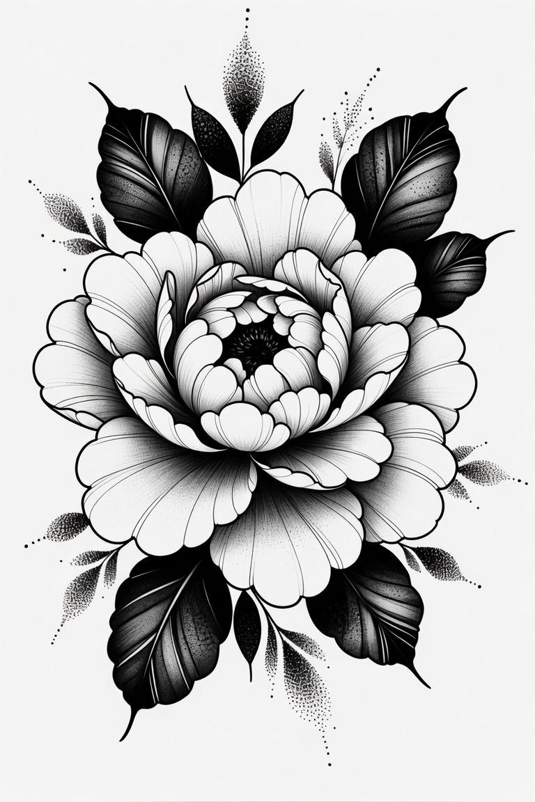 Skull Bloom — black and grey flash design