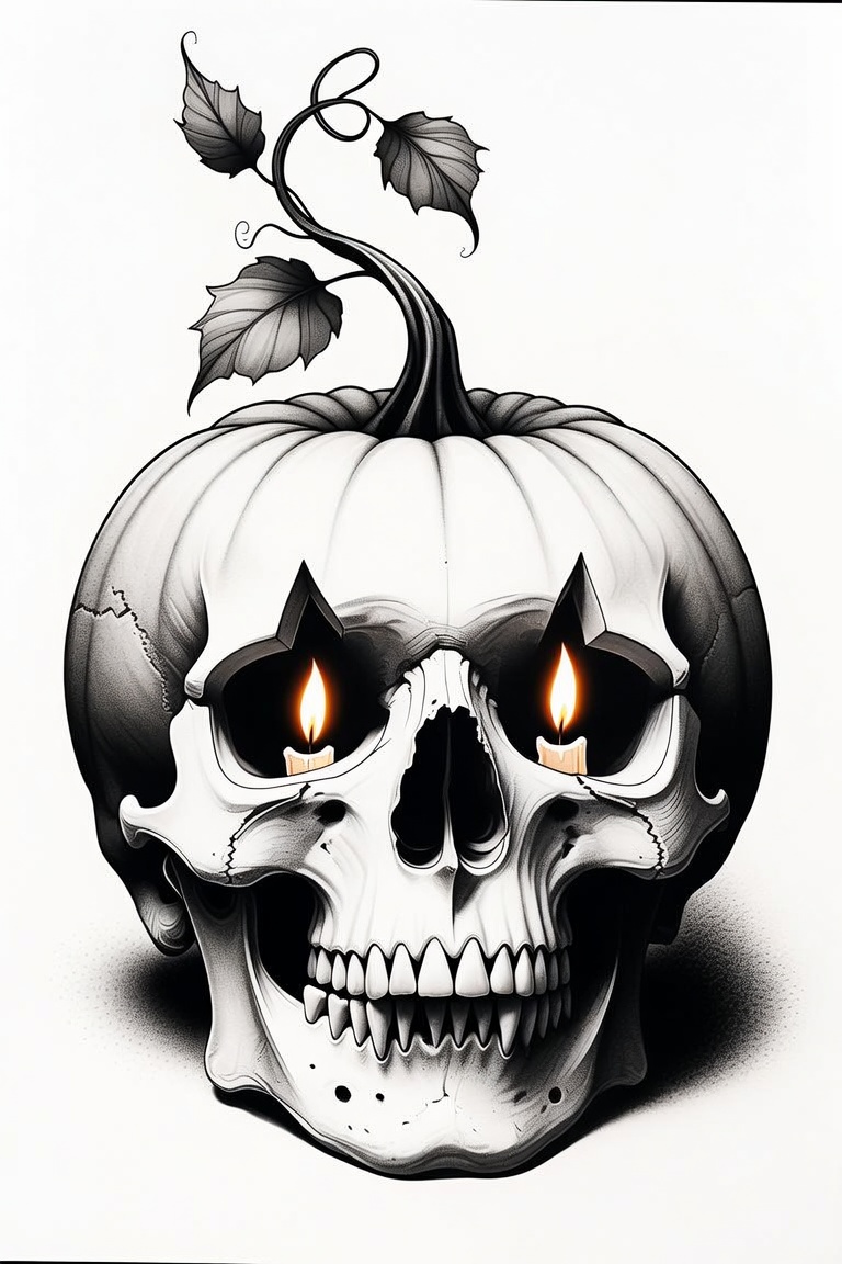 Haunted Candle — black and grey Halloween flash design
